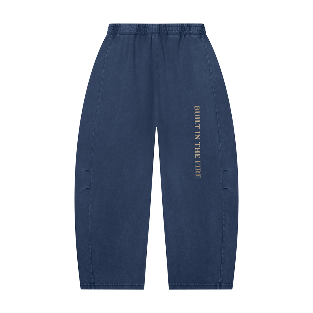 Unisex Mineral Wash Barrel Leg Pants