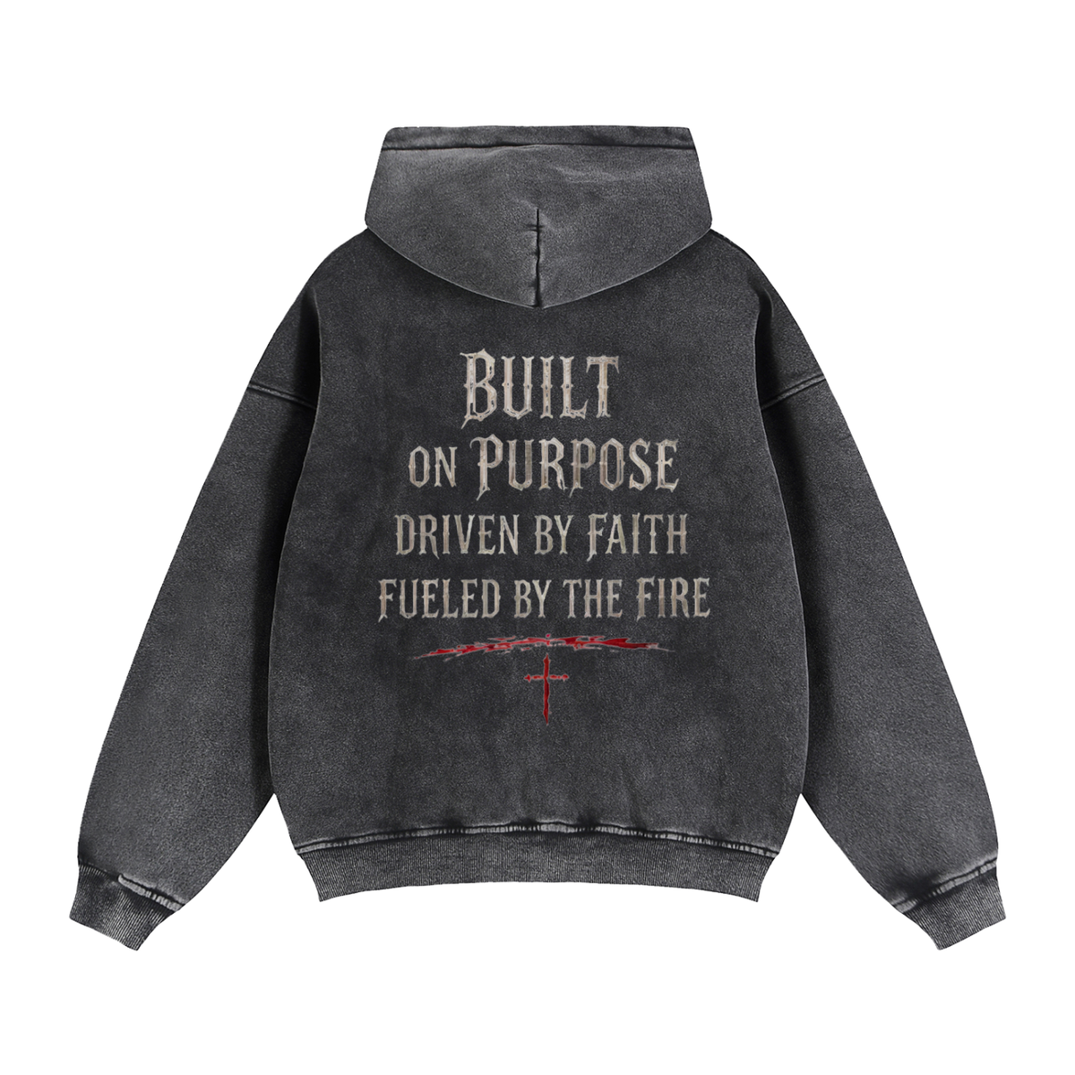 Snow Washed Zip-Through Boxy Fleece Hoodie