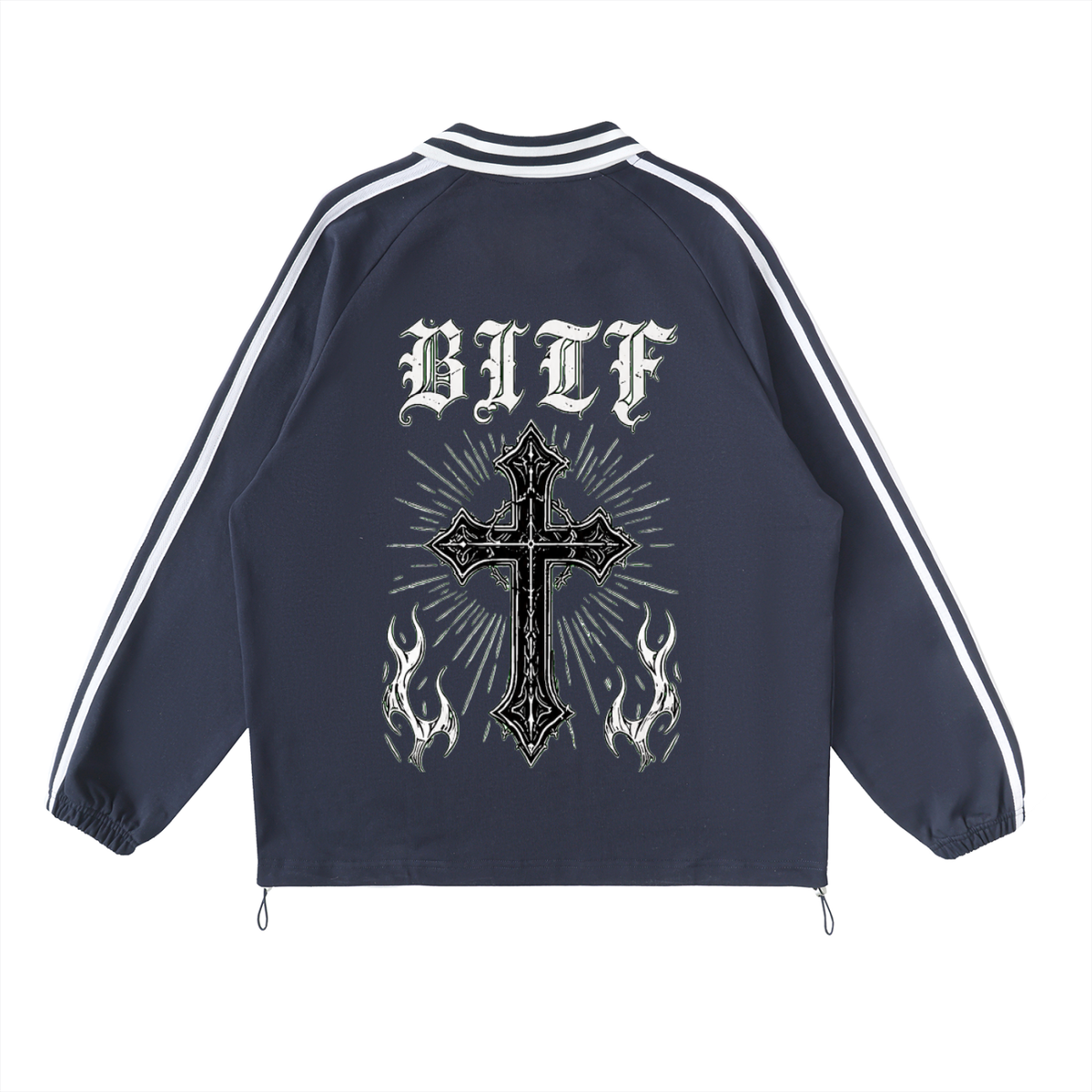 Sweatshirt mit gestreiftem College-Kragen