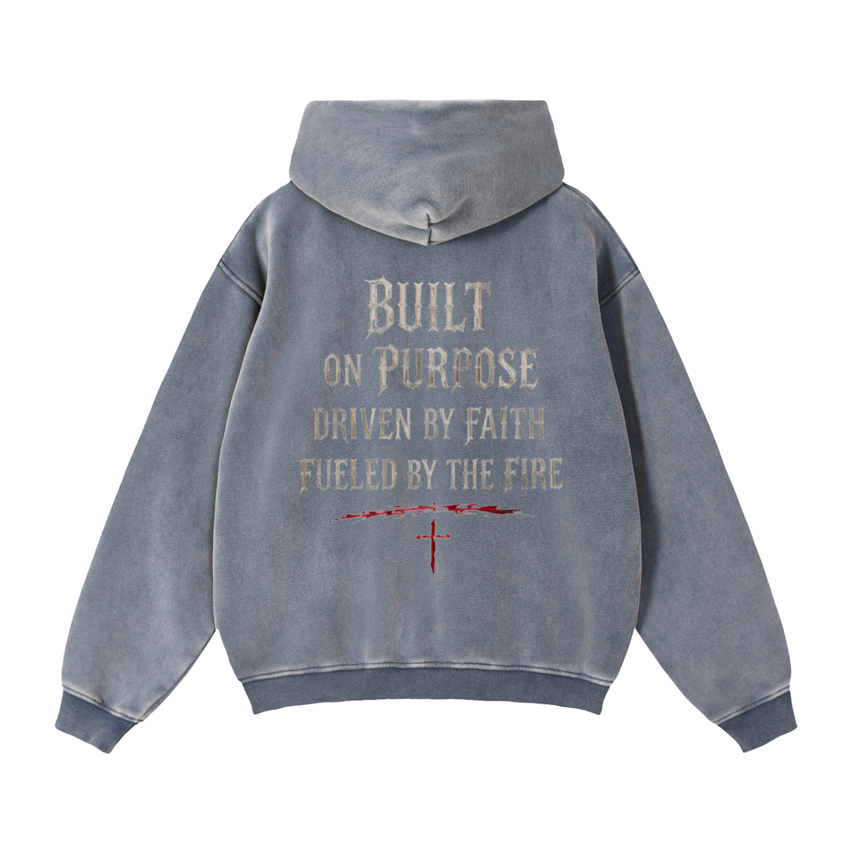 Snow Washed Zip-Through Boxy Fleece Hoodie
