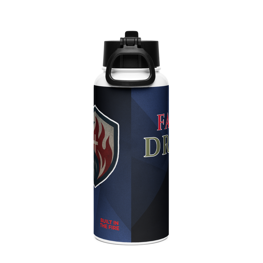 Stainless steel water bottle with a straw lid by Builtinthefirebrand