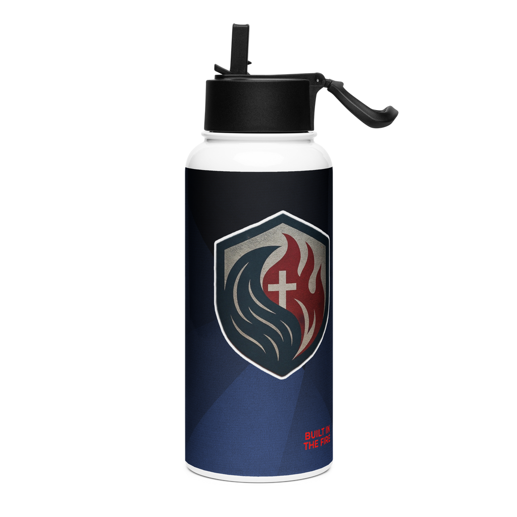 Stainless steel water bottle with a straw lid by Builtinthefirebrand