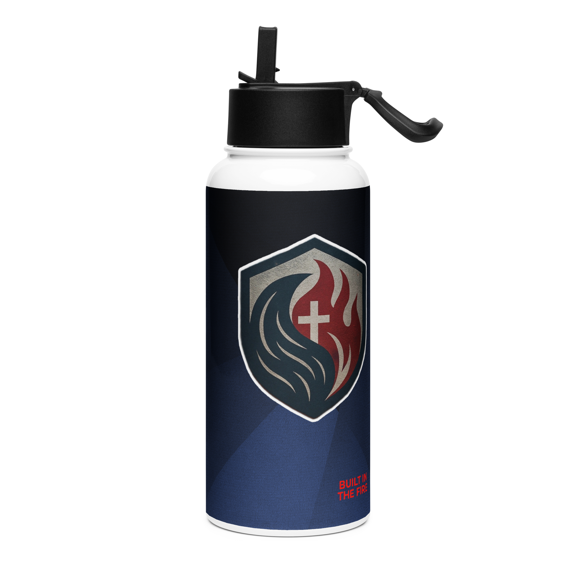 Stainless steel water bottle with a straw lid by Builtinthefirebrand